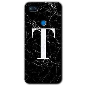 Xiaomi Mi 8 Lite Siyah Mermer Desenli T Harfi Baskılı Uyumlu Silikon Kılıf
