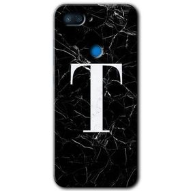 Xiaomi Mi 8 Lite Siyah Mermer Desenli T Harfi Baskılı Uyumlu Silikon Kılıf