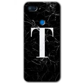Xiaomi Mi 8 Lite Siyah Mermer Desenli T Harfi Baskılı Uyumlu Silikon Kılıf