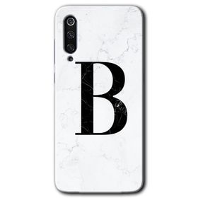 Xiaomi Mi 9 Beyaz Mermer Desenli B Harfi Baskılı Uyumlu Silikon Kılıf