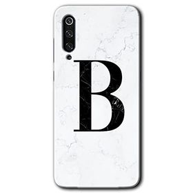 Xiaomi Mi 9 Beyaz Mermer Desenli B Harfi Baskılı Uyumlu Silikon Kılıf
