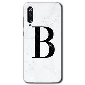 Xiaomi Mi 9 Beyaz Mermer Desenli B Harfi Baskılı Uyumlu Silikon Kılıf