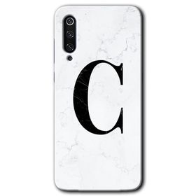 Xiaomi Mi 9 Beyaz Mermer Desenli C Harfi Baskılı Uyumlu Silikon Kılıf