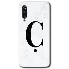 Xiaomi Mi 9 Beyaz Mermer Desenli C Harfi Baskılı Uyumlu Silikon Kılıf