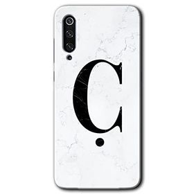 Xiaomi Mi 9 Beyaz Mermer Desenli C Harfi Baskılı Uyumlu Silikon Kılıf