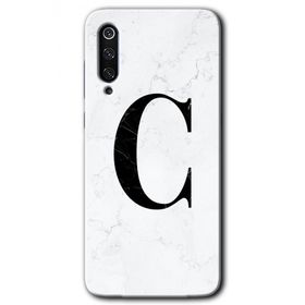 Xiaomi Mi 9 Beyaz Mermer Desenli C Harfi Baskılı Uyumlu Silikon Kılıf