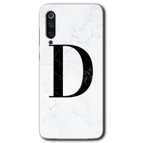 Xiaomi Mi 9 Beyaz Mermer Desenli D Harfi Baskılı Uyumlu Silikon Kılıf