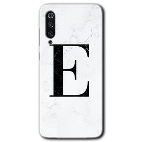 Xiaomi Mi 9 Beyaz Mermer Desenli E Harfi Baskılı Uyumlu Silikon Kılıf