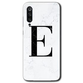 Xiaomi Mi 9 Beyaz Mermer Desenli E Harfi Baskılı Uyumlu Silikon Kılıf