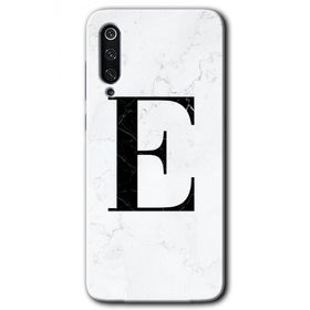 Xiaomi Mi 9 Beyaz Mermer Desenli E Harfi Baskılı Uyumlu Silikon Kılıf