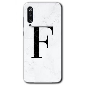 Xiaomi Mi 9 Beyaz Mermer Desenli F Harfi Baskılı Uyumlu Silikon Kılıf