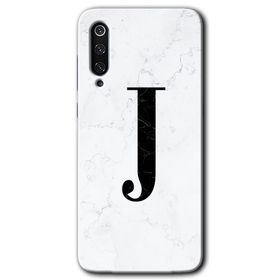 Xiaomi Mi 9 Beyaz Mermer Desenli J Harfi Baskılı Uyumlu Silikon Kılıf