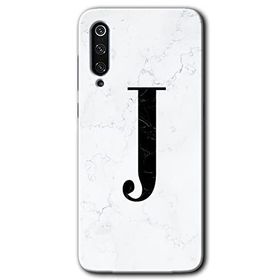 Xiaomi Mi 9 Beyaz Mermer Desenli J Harfi Baskılı Uyumlu Silikon Kılıf