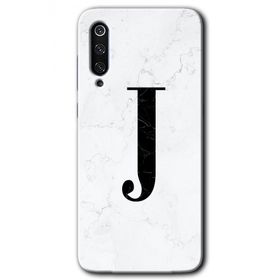 Xiaomi Mi 9 Beyaz Mermer Desenli J Harfi Baskılı Uyumlu Silikon Kılıf