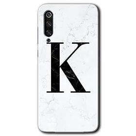 Xiaomi Mi 9 Beyaz Mermer Desenli K Harfi Baskılı Uyumlu Silikon Kılıf