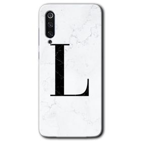 Xiaomi Mi 9 Beyaz Mermer Desenli L Harfi Baskılı Uyumlu Silikon Kılıf
