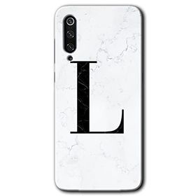 Xiaomi Mi 9 Beyaz Mermer Desenli L Harfi Baskılı Uyumlu Silikon Kılıf