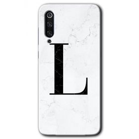 Xiaomi Mi 9 Beyaz Mermer Desenli L Harfi Baskılı Uyumlu Silikon Kılıf