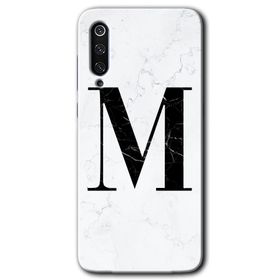 Xiaomi Mi 9 Beyaz Mermer Desenli M Harfi Baskılı Uyumlu Silikon Kılıf