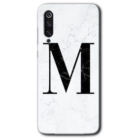 Xiaomi Mi 9 Beyaz Mermer Desenli M Harfi Baskılı Uyumlu Silikon Kılıf