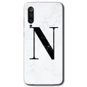Xiaomi Mi 9 Beyaz Mermer Desenli N Harfi Baskılı Uyumlu Silikon Kılıf