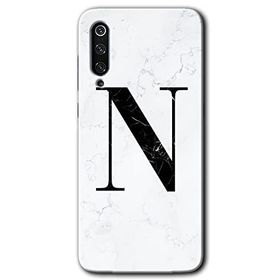Xiaomi Mi 9 Beyaz Mermer Desenli N Harfi Baskılı Uyumlu Silikon Kılıf