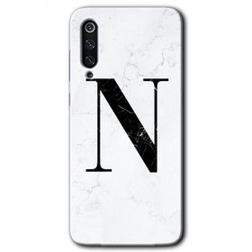 Xiaomi Mi 9 Beyaz Mermer Desenli N Harfi Baskılı Uyumlu Silikon Kılıf