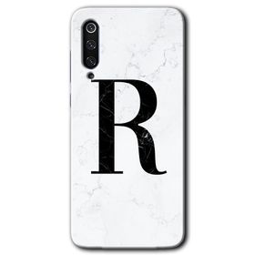 Xiaomi Mi 9 Beyaz Mermer Desenli R Harfi Baskılı Uyumlu Silikon Kılıf