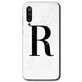 Xiaomi Mi 9 Beyaz Mermer Desenli R Harfi Baskılı Uyumlu Silikon Kılıf