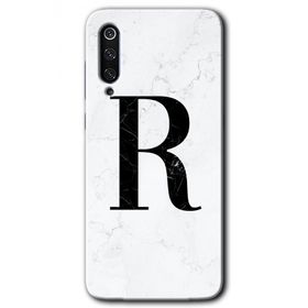 Xiaomi Mi 9 Beyaz Mermer Desenli R Harfi Baskılı Uyumlu Silikon Kılıf