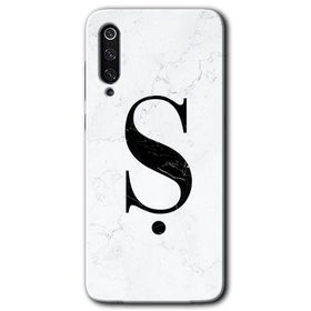 Xiaomi Mi 9 Beyaz Mermer Desenli S Harfi Baskılı Uyumlu Silikon Kılıf