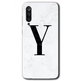 Xiaomi Mi 9 Beyaz Mermer Desenli Y Harfi Baskılı Uyumlu Silikon Kılıf