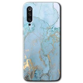 Xiaomi Mi 9 Mavi Gold Mermer Baskılı Uyumlu Silikon Kılıf