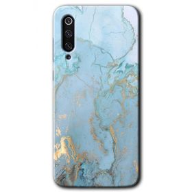 Xiaomi Mi 9 Mavi Gold Mermer Baskılı Uyumlu Silikon Kılıf