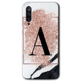 Xiaomi Mi 9 Pembe Mermer Desenli A Harfi Baskılı Uyumlu Silikon Kılıf