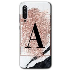 Xiaomi Mi 9 Pembe Mermer Desenli A Harfi Baskılı Uyumlu Silikon Kılıf