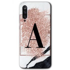 Xiaomi Mi 9 Pembe Mermer Desenli A Harfi Baskılı Uyumlu Silikon Kılıf