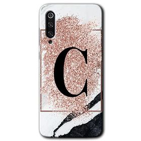 Xiaomi Mi 9 Pembe Mermer Desenli C Harfi Baskılı Uyumlu Silikon Kılıf