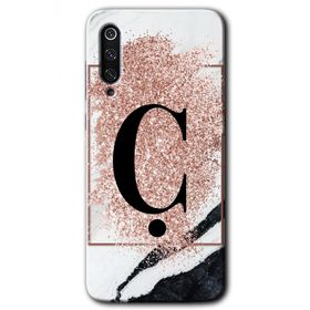 Xiaomi Mi 9 Pembe Mermer Desenli C Harfi Baskılı Uyumlu Silikon Kılıf