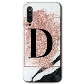 Xiaomi Mi 9 Pembe Mermer Desenli D Harfi Baskılı Uyumlu Silikon Kılıf
