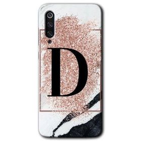 Xiaomi Mi 9 Pembe Mermer Desenli D Harfi Baskılı Uyumlu Silikon Kılıf