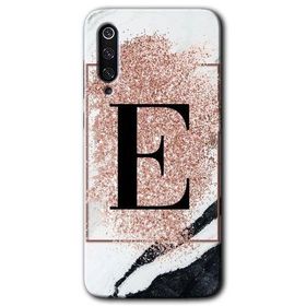 Xiaomi Mi 9 Pembe Mermer Desenli E Harfi Baskılı Uyumlu Silikon Kılıf