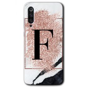 Xiaomi Mi 9 Pembe Mermer Desenli F Harfi Baskılı Uyumlu Silikon Kılıf