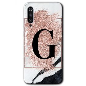 Xiaomi Mi 9 Pembe Mermer Desenli G Harfi Baskılı Uyumlu Silikon Kılıf