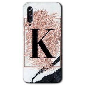 Xiaomi Mi 9 Pembe Mermer Desenli K Harfi Baskılı Uyumlu Silikon Kılıf