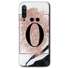 Xiaomi Mi 9 Pembe Mermer Desenli O Harfi Baskılı Uyumlu Silikon Kılıf