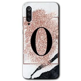 Xiaomi Mi 9 Pembe Mermer Desenli O Harfi Baskılı Uyumlu Silikon Kılıf