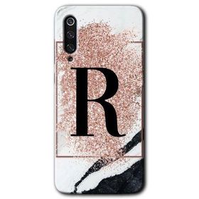 Xiaomi Mi 9 Pembe Mermer Desenli R Harfi Baskılı Uyumlu Silikon Kılıf