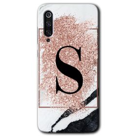Xiaomi Mi 9 Pembe Mermer Desenli Ş Harfi Baskılı Uyumlu Silikon Kılıf