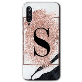 Xiaomi Mi 9 Pembe Mermer Desenli Ş Harfi Baskılı Uyumlu Silikon Kılıf